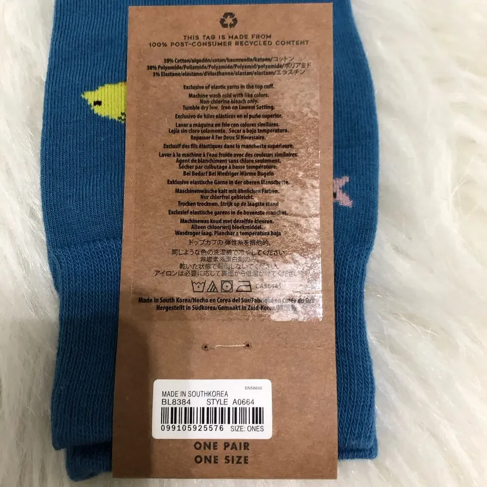 J. Crew Men's Socks One‎ Size Teal Purple Fish Print Colorful Lightweight NWT